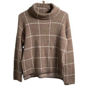 Madewell Brown Windowpane Turtleneck Sweater